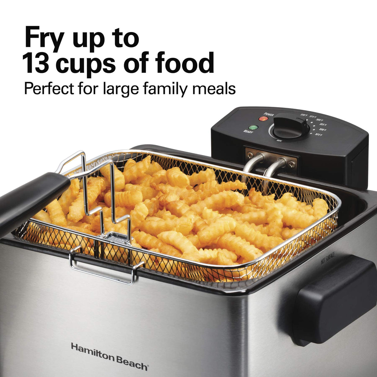 Hamilton Beach 35042 deep fryer lid to prevent splatter while frying.