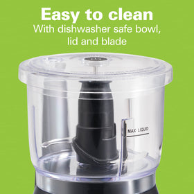 Hamilton Beach chopper parts are dishwasher safe for easy cleanup.