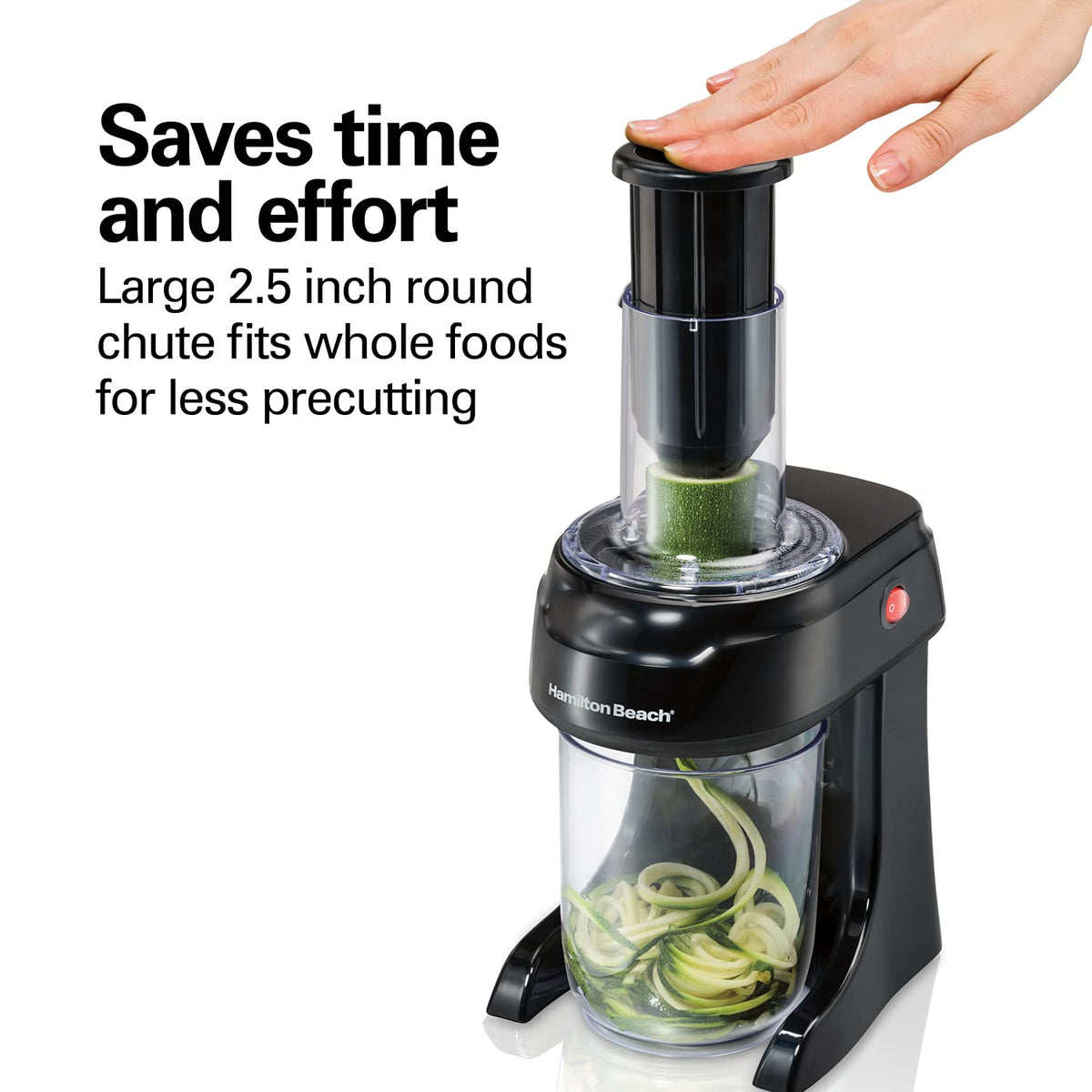 Hamilton Beach 3-in-1 spiralizer with 6-cup bowl for family-sized batches