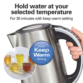 Hamilton Beach 41020R keep-warm function maintains temperature for 30 minutes
