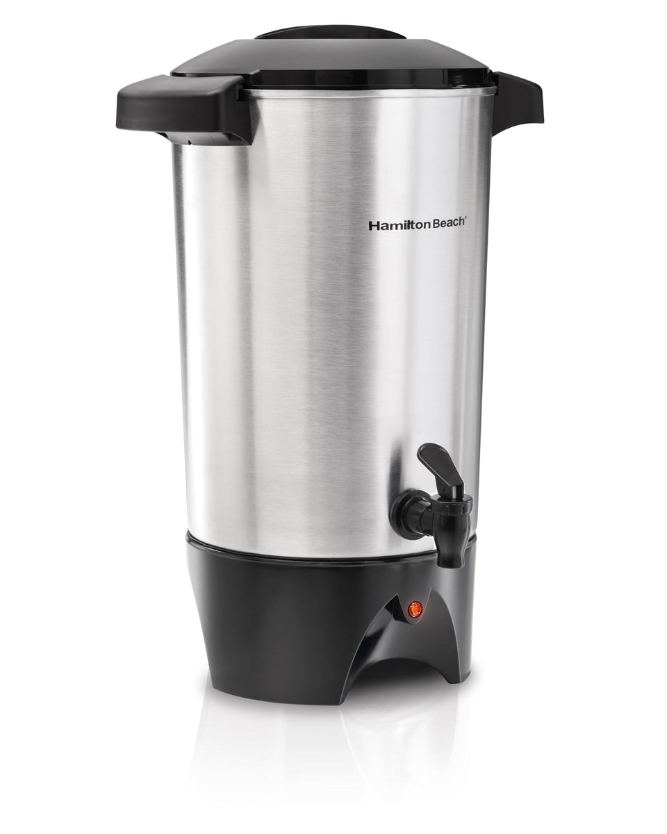 Hamilton Beach 45-cup coffee urn with ready light for fast service.