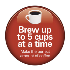 Hamilton Beach 46111 5-cup glass carafe delivers fresh brew in minutes.