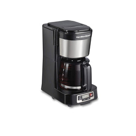 Hamilton Beach 46111 front-fill water reservoir for quick refills and mess-free brewing.