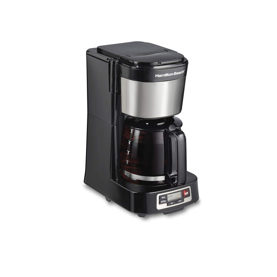 Hamilton Beach 46111 front-fill water reservoir for quick refills and mess-free brewing.