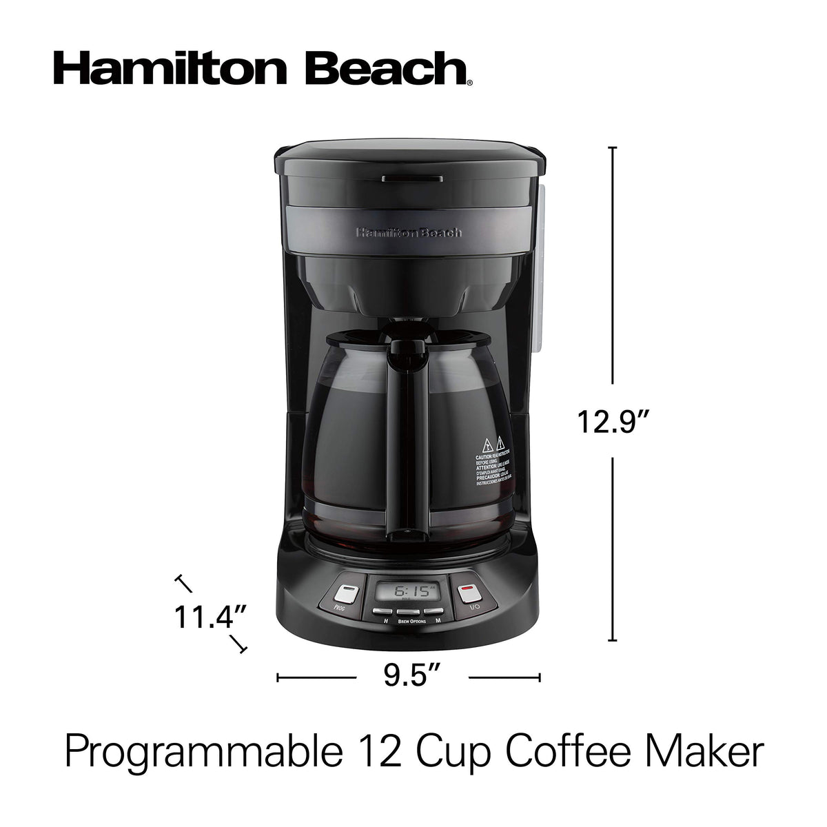 Hamilton Beach 46293J glass carafe with clear pour spout.