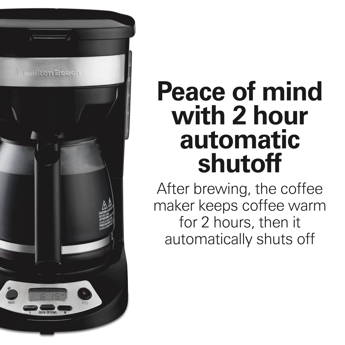 Dishwasher-safe carafe and brew basket for easy cleanup with Hamilton Beach