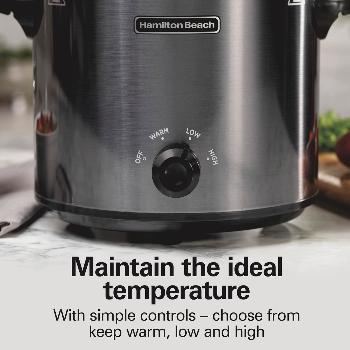 Hamilton Beach brushed gray slow cooker sleek look that fits modern kitchens