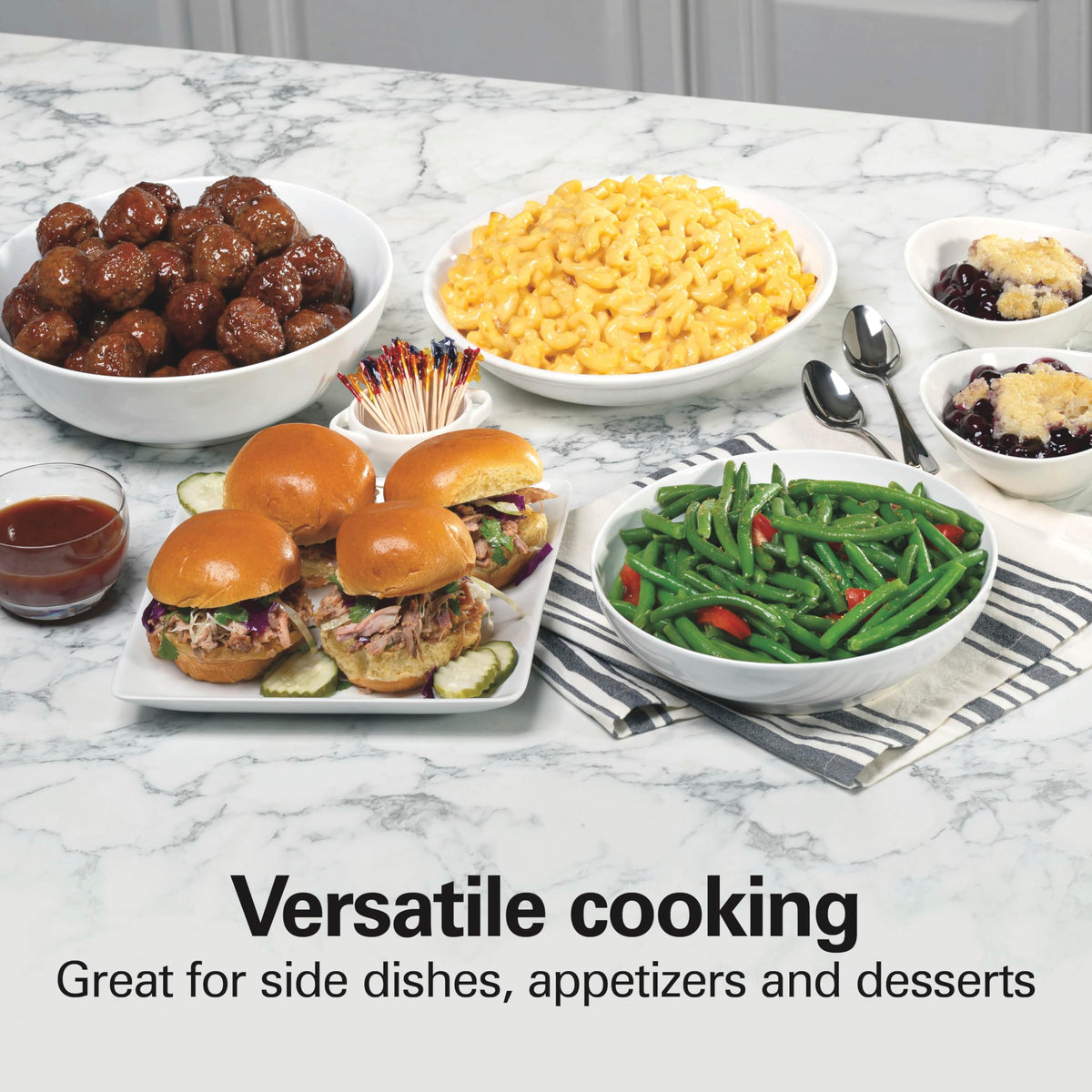 Hamilton Beach slow cooker with low high warm settings versatile meal scheduling