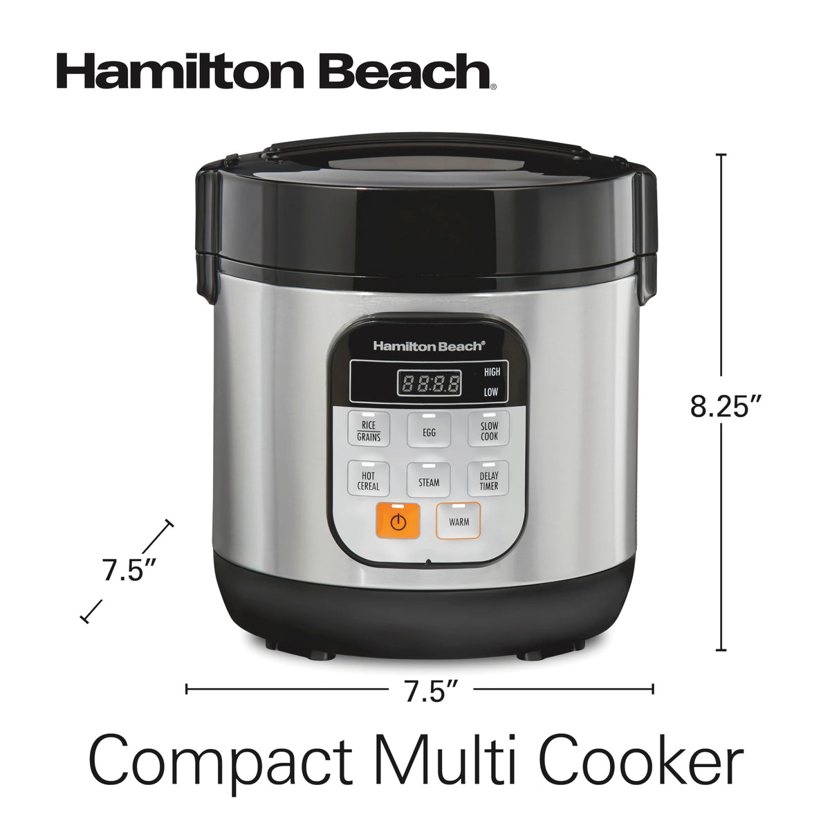 Hamilton Beach 6-cups cooked rice capacity inside the pot