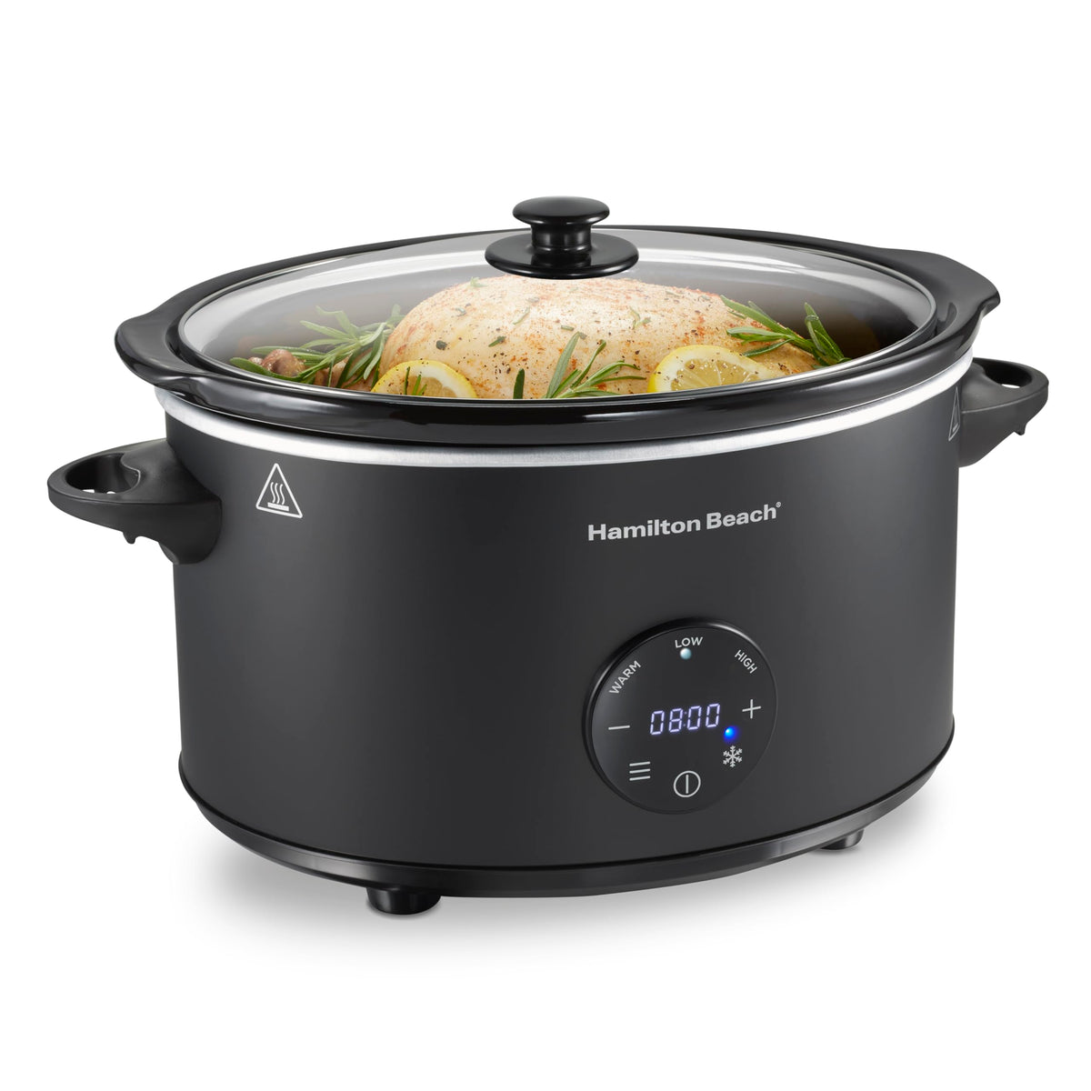 Hamilton Beach 6-quart slow cooker defrost function safely thawing meat