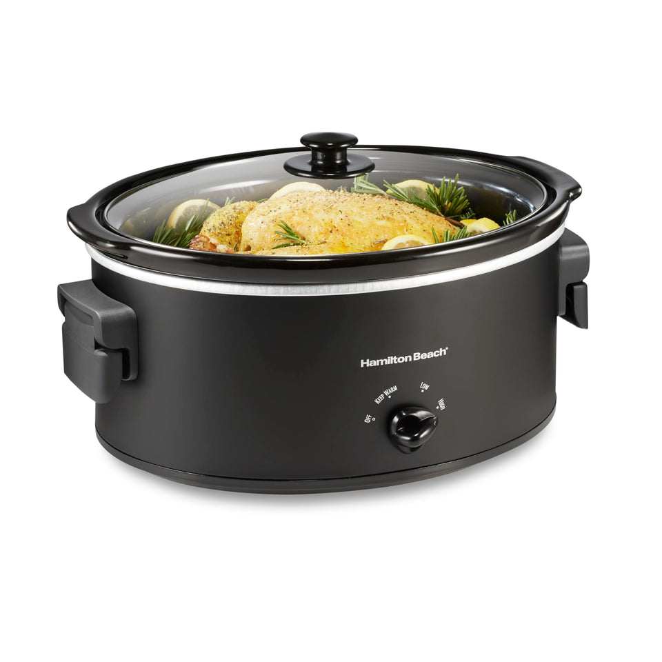 Hamilton Beach 6-Quart slow cooker with folding handles for easy storage