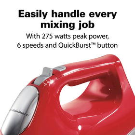 Hamilton Beach 6-speed hand mixer controls for precise mixing across recipes