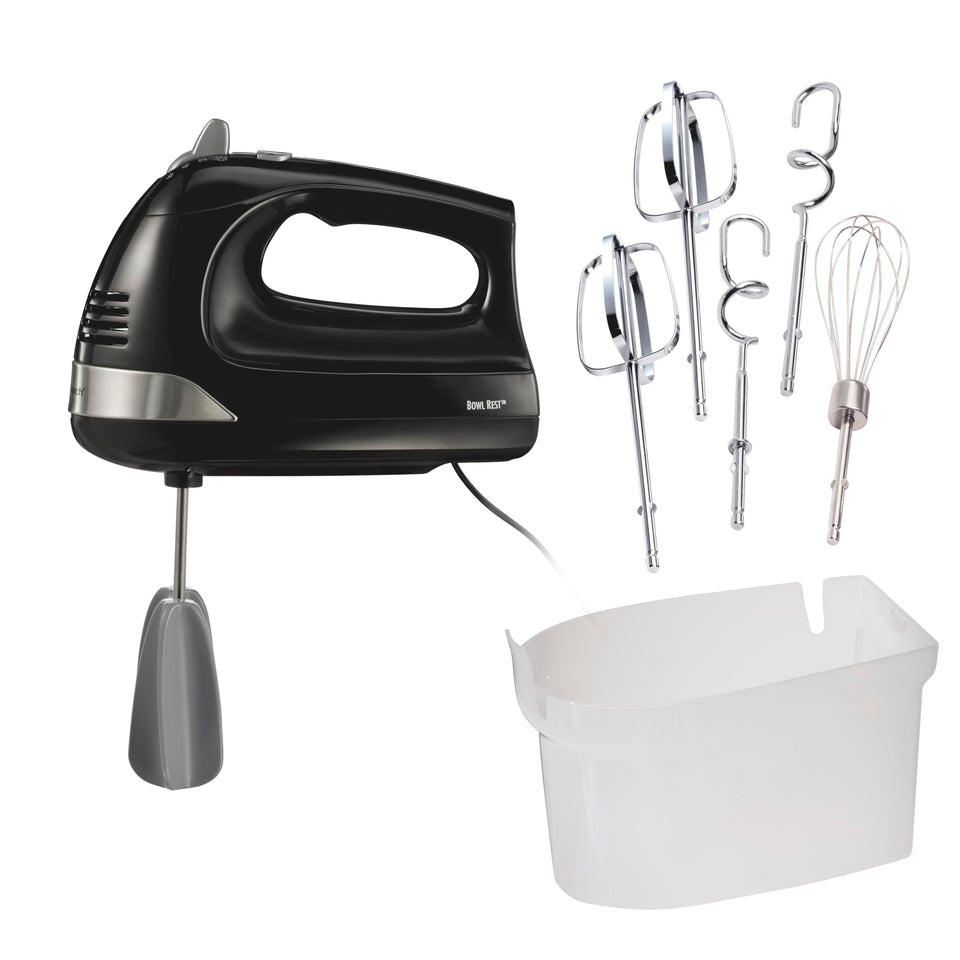 Hamilton Beach hand mixer with easy clean beaters reducing clogging during mixing.