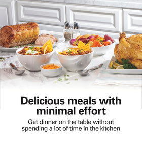 Hamilton Beach 6-Quart slow cooker dial showing 3 heat settings for flexible cooking