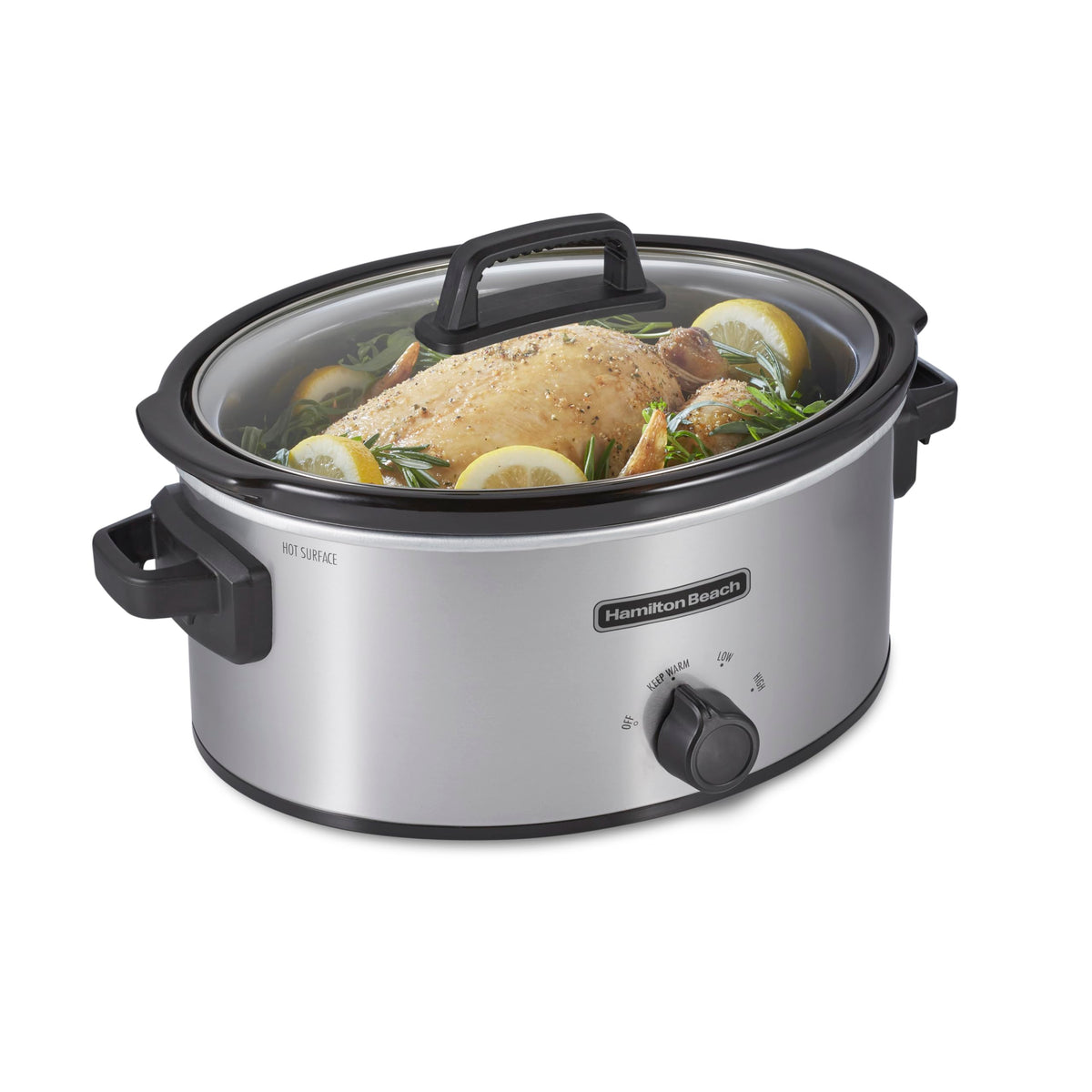 Hamilton Beach 6-Quart Slow Cooker on counter ready for family dinner prep