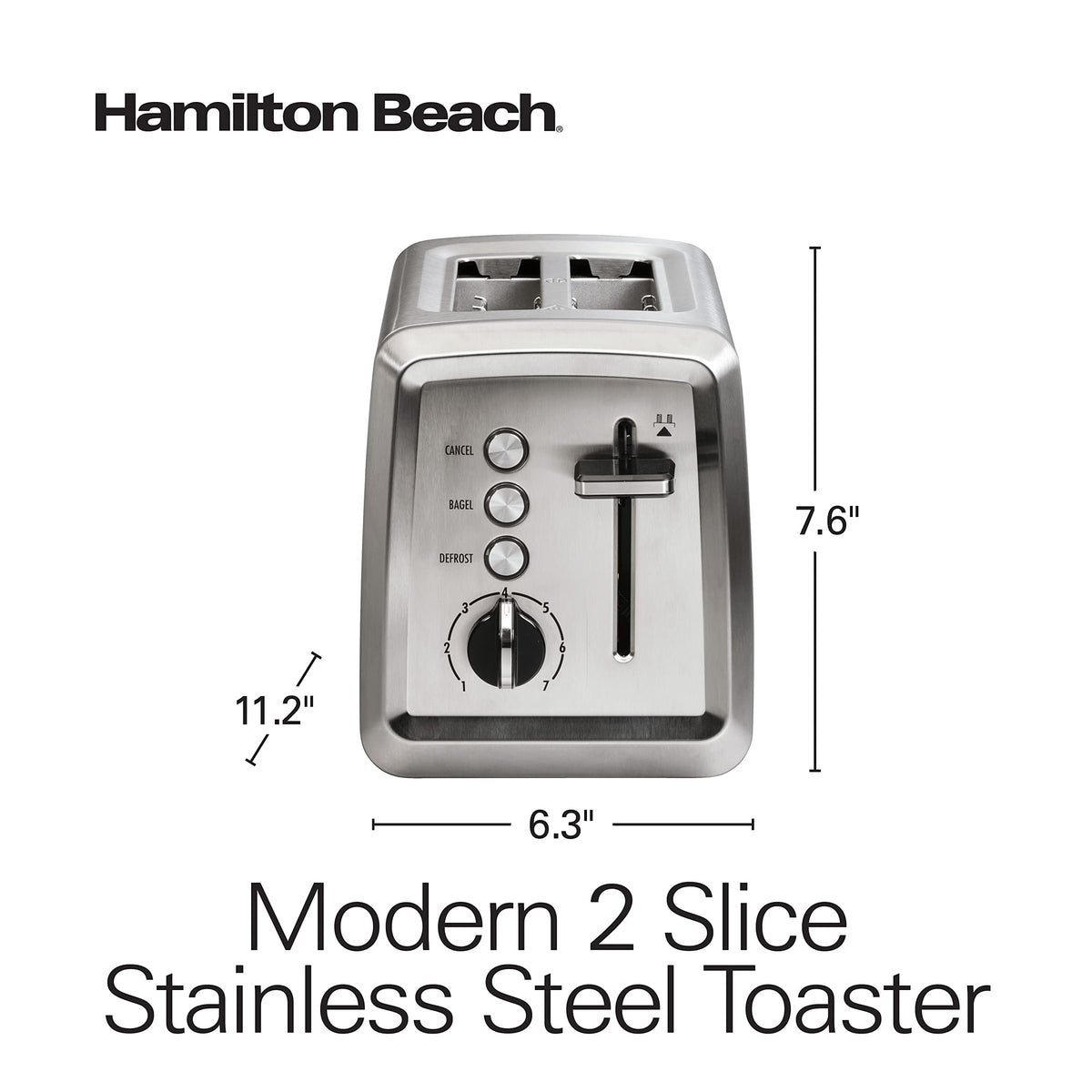 Hamilton Beach 7-shade selector offers customizable browning levels for every preference.