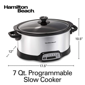 Hamilton Beach 7qt slow cooker dishwasher-safe lid for quick cleanup