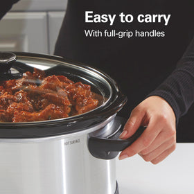 Hamilton Beach 7qt slow cooker full-grip handles simplify transport