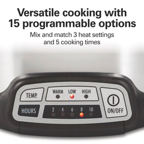 Hamilton Beach 7qt slow cooker glass lid enables quick monitoring while cooking