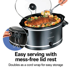 Hamilton Beach oval stoneware crock in the 8-quart slow cooker for large meals.