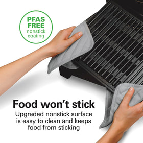 Hamilton Beach grill with adjustable 200–450F temperature for diverse foods.