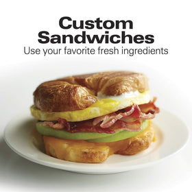 Hamilton Beach assemble-your-sandwich setup with fresh ingredients for fast prep