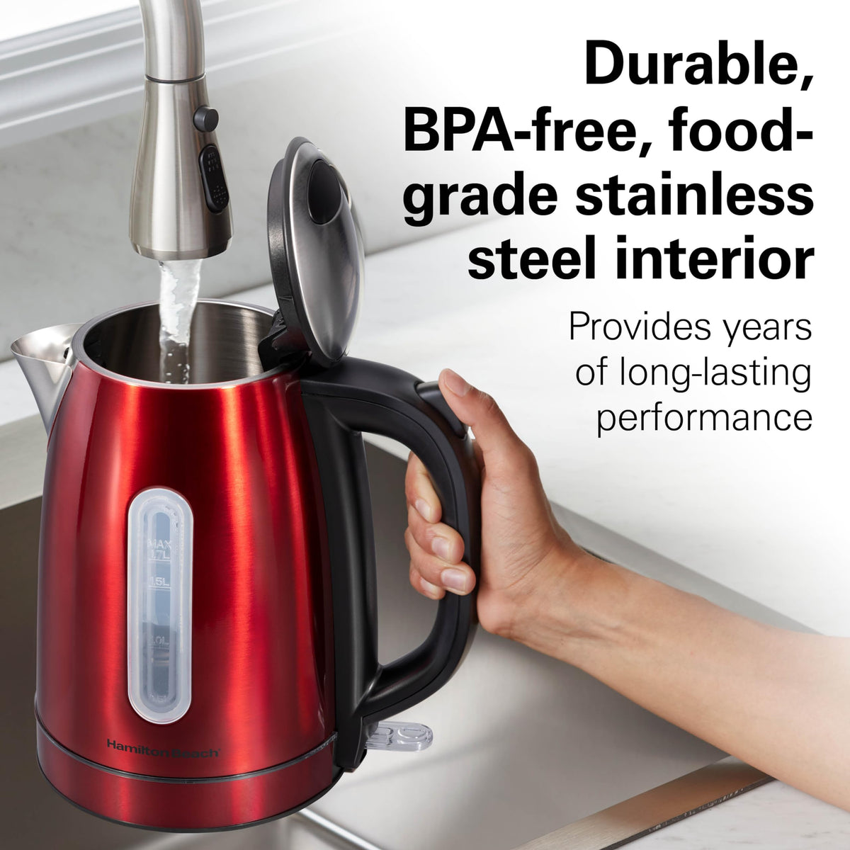Hamilton Beach auto shutoff and boil-dry protection provide peace of mind.