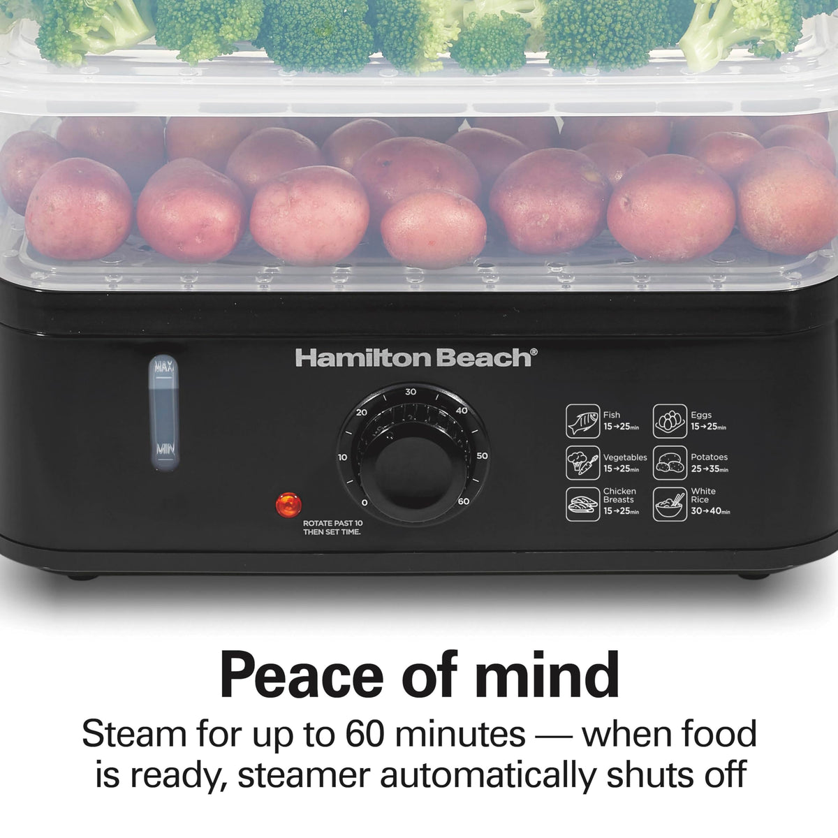 Hamilton Beach steamers auto shutoff for safety after cooking
