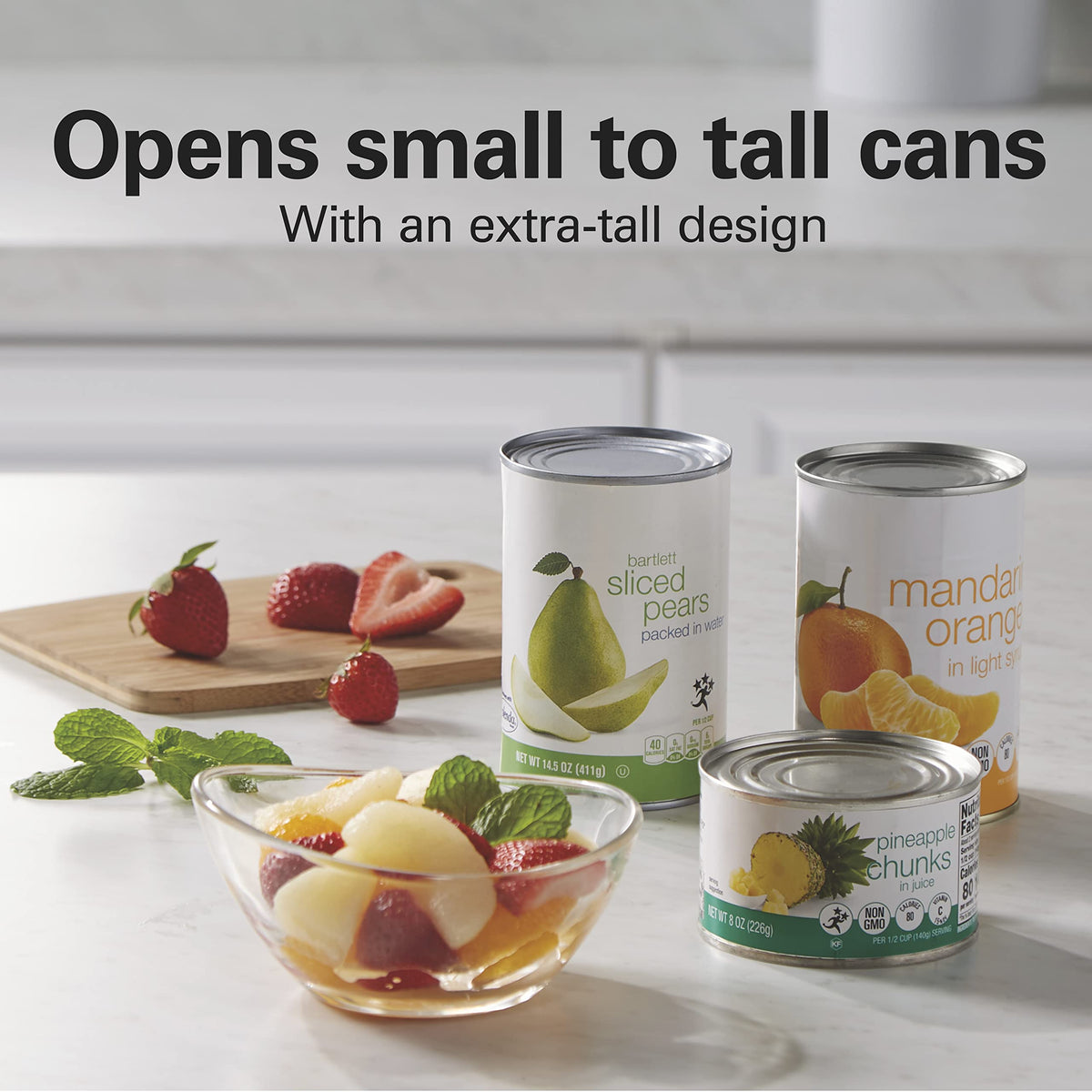 Automatic shutoff frees hands during kitchen tasks with Hamilton Beach can opener.