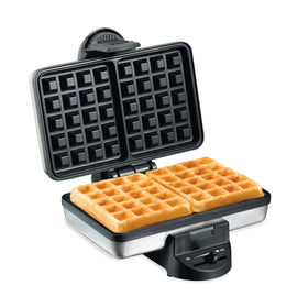 Hamilton Beach Belgian Mini Waffle Maker cooking two waffles at once