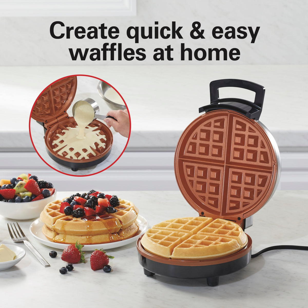 Hamilton Beach browning control dial on Belgian waffle maker for customized crusts