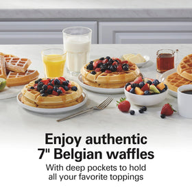 Easy cleanup with damp cloth on Hamilton Beach waffle maker
