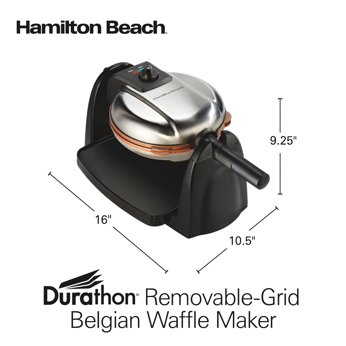 Hamilton Beach durable nonstick coating releases waffles easily