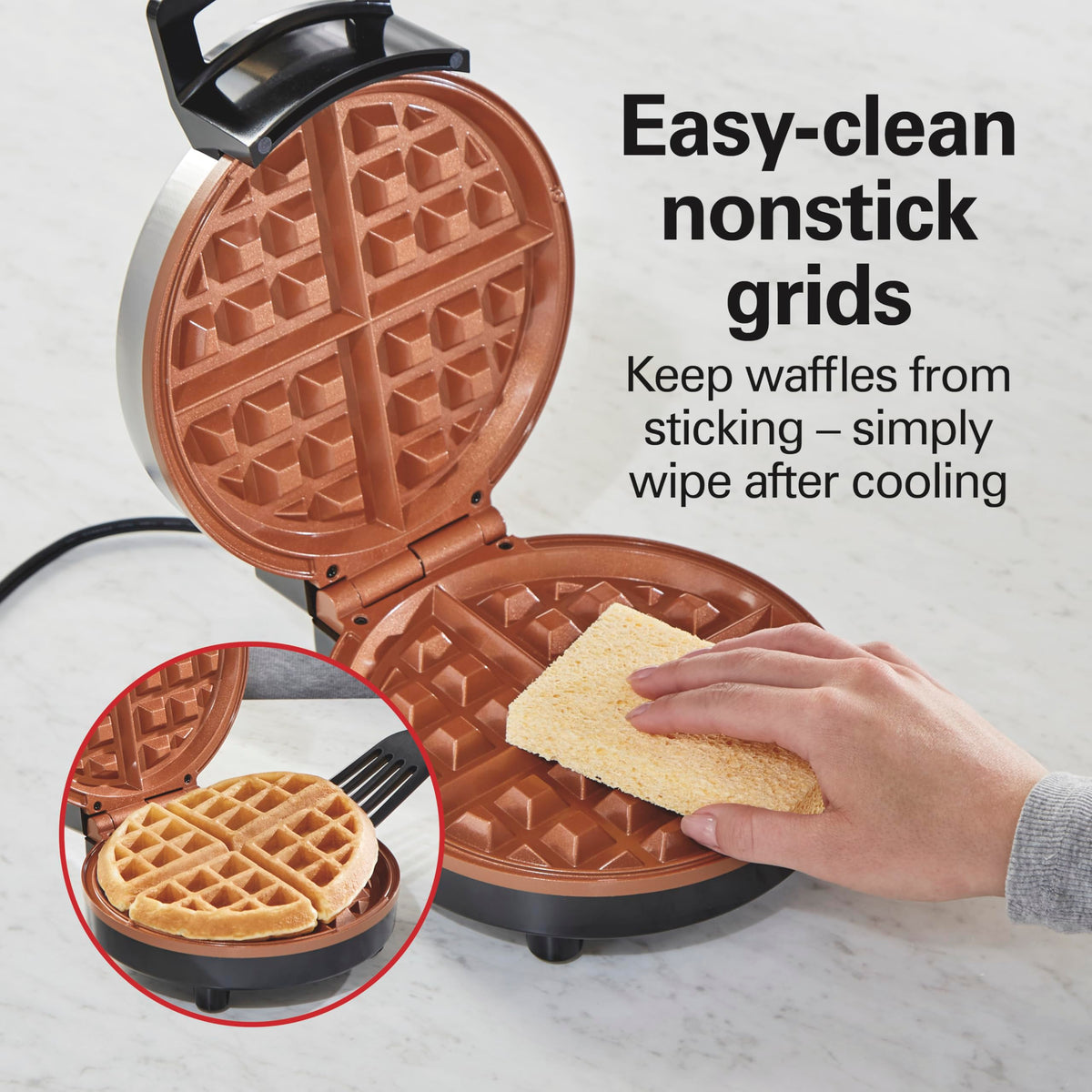 Durathon ceramic coating on Hamilton Beach waffle maker for PFAS-free cooking