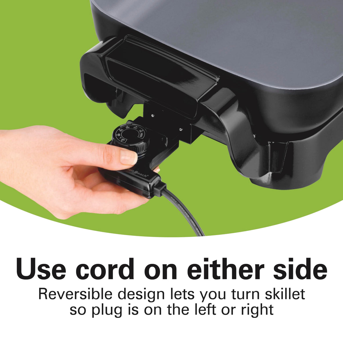 Hamilton Beach black nonstick surface enables quick release and easy cleanup.