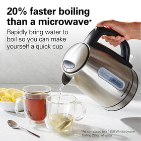 Hamilton Beach boil-dry protection guards the kettle if water runs low.