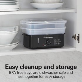 Hamilton Beach BPA-free, dishwasher-safe steam bowls for simple cleanup