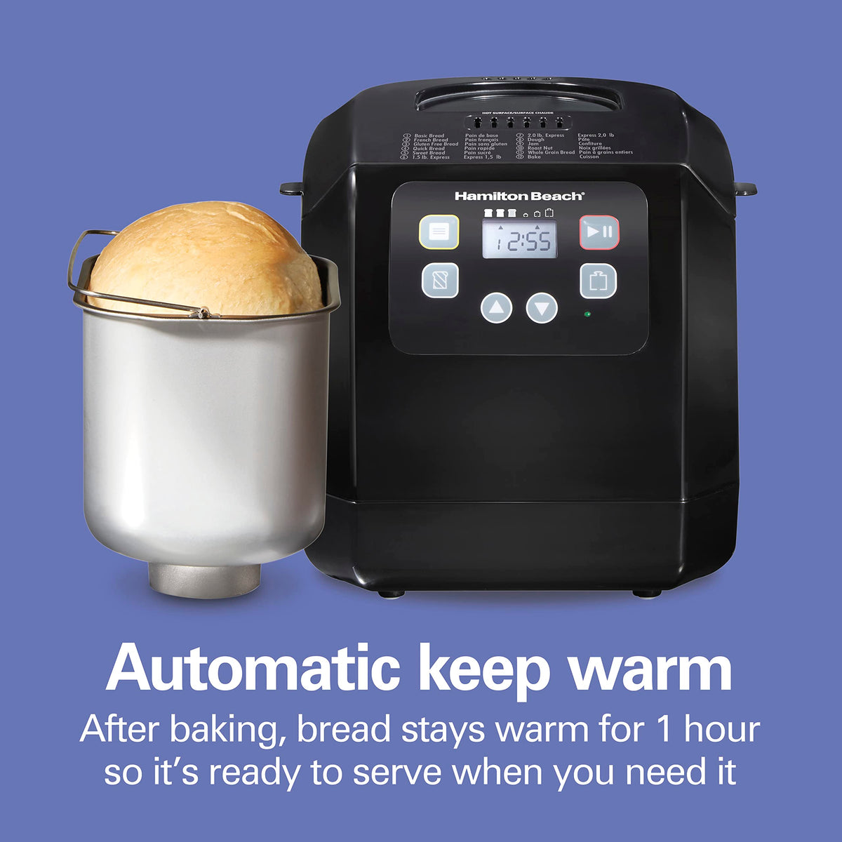 Beep indication on Hamilton Beach bread maker for add-ins timing.