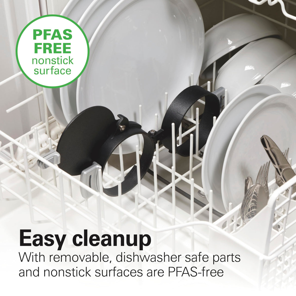 Hamilton Beach dishwasher-safe parts and nonstick surfaces simplify cleanup
