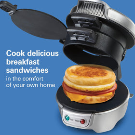 Hamilton Beach breakfast sandwich maker ideal with English muffins for quick morning bites
