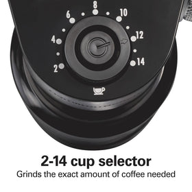 Hamilton Beach burr grinder top burr removal for easy cleaning.