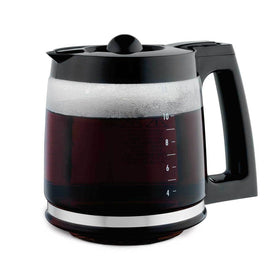 Hamilton Beach carafe with black handle and lid, front view, ideal for daily brew.