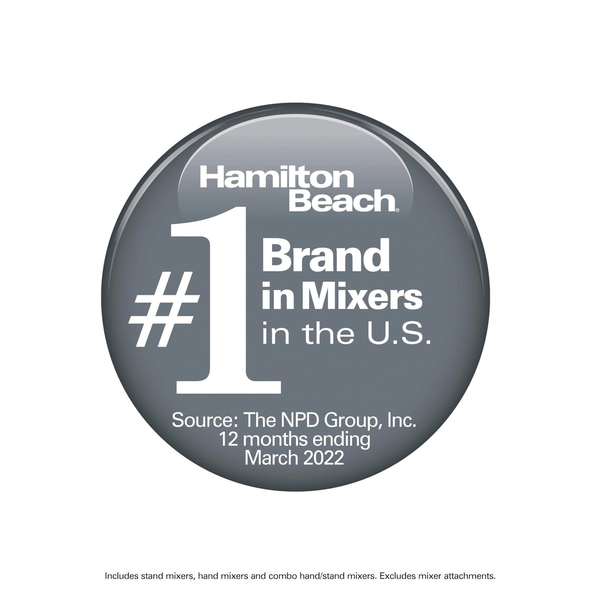 Hamilton Beach stand mixer on kitchen counter with black and stainless finish.