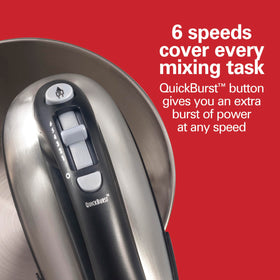 Hamilton Beach Classic 290-watt motor handles thick dough and fluffy batters.