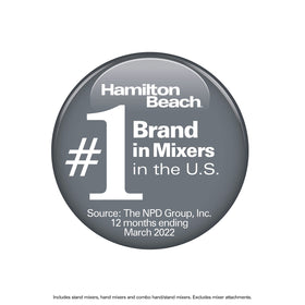Red finish of Hamilton Beach Classic Stand Mixer adds kitchen style.
