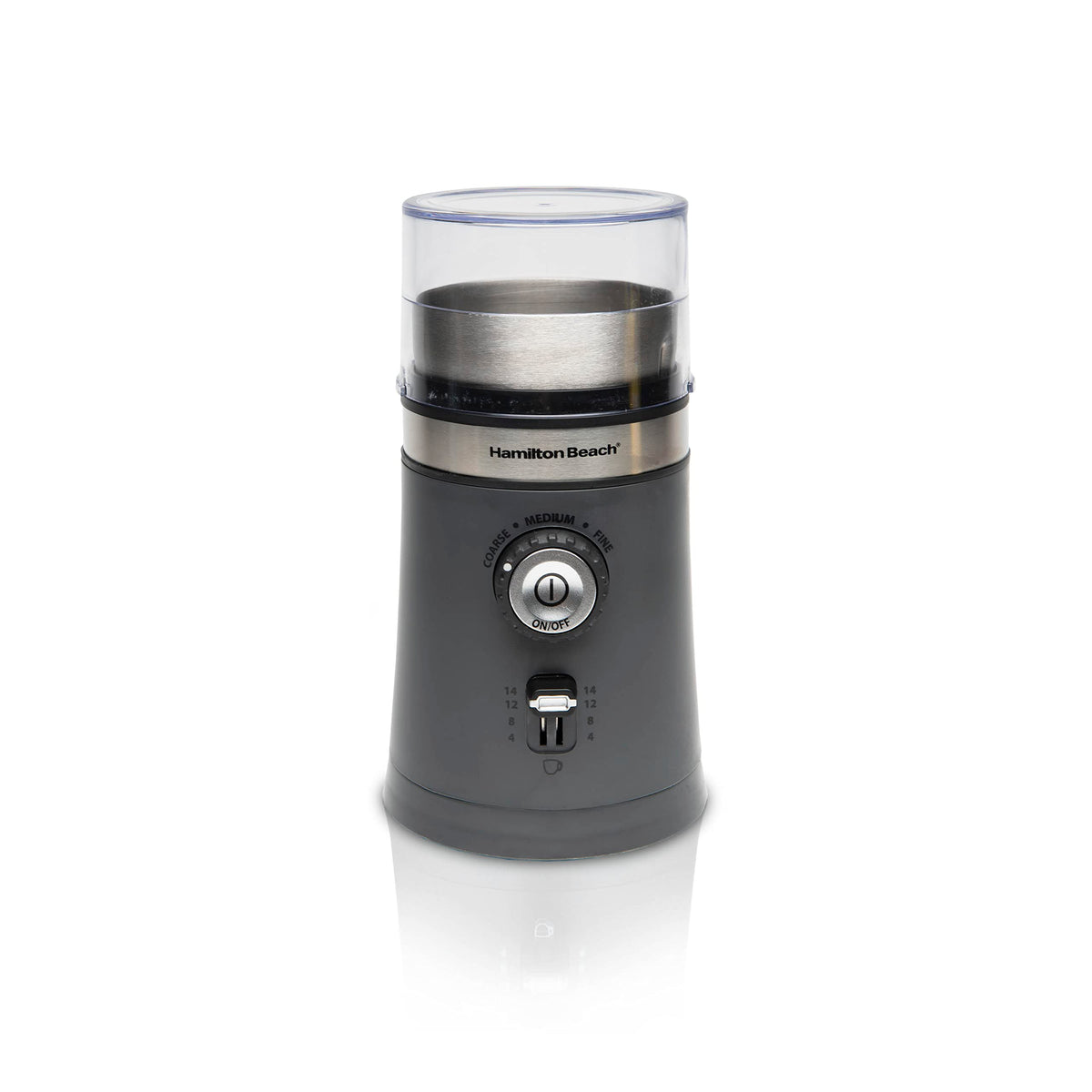Hamilton Beach coffee grinder with beans ready to grind for fresh flavor