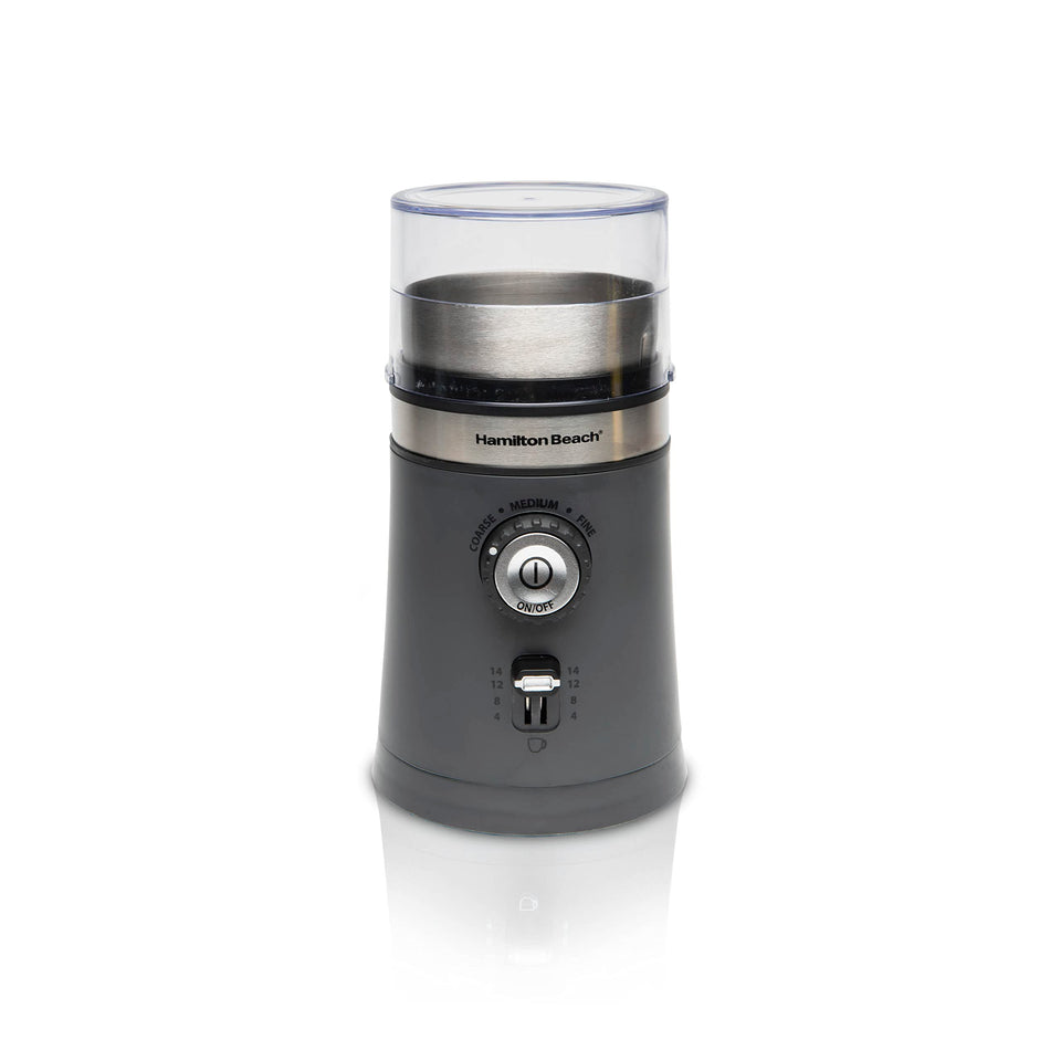 Hamilton Beach coffee grinder with beans ready to grind for fresh flavor