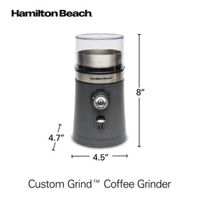 Compact Hamilton Beach grinder with hidden cord storage for a tidy counter