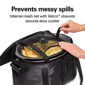 Hamilton Beach bag fits most 4–8 quart slow cookers for versatile use