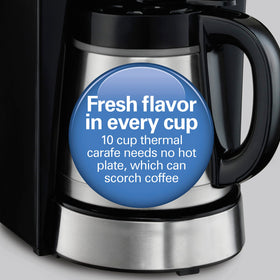 Hamilton Beach cone-filter basket delivers optimal extraction for rich coffee.